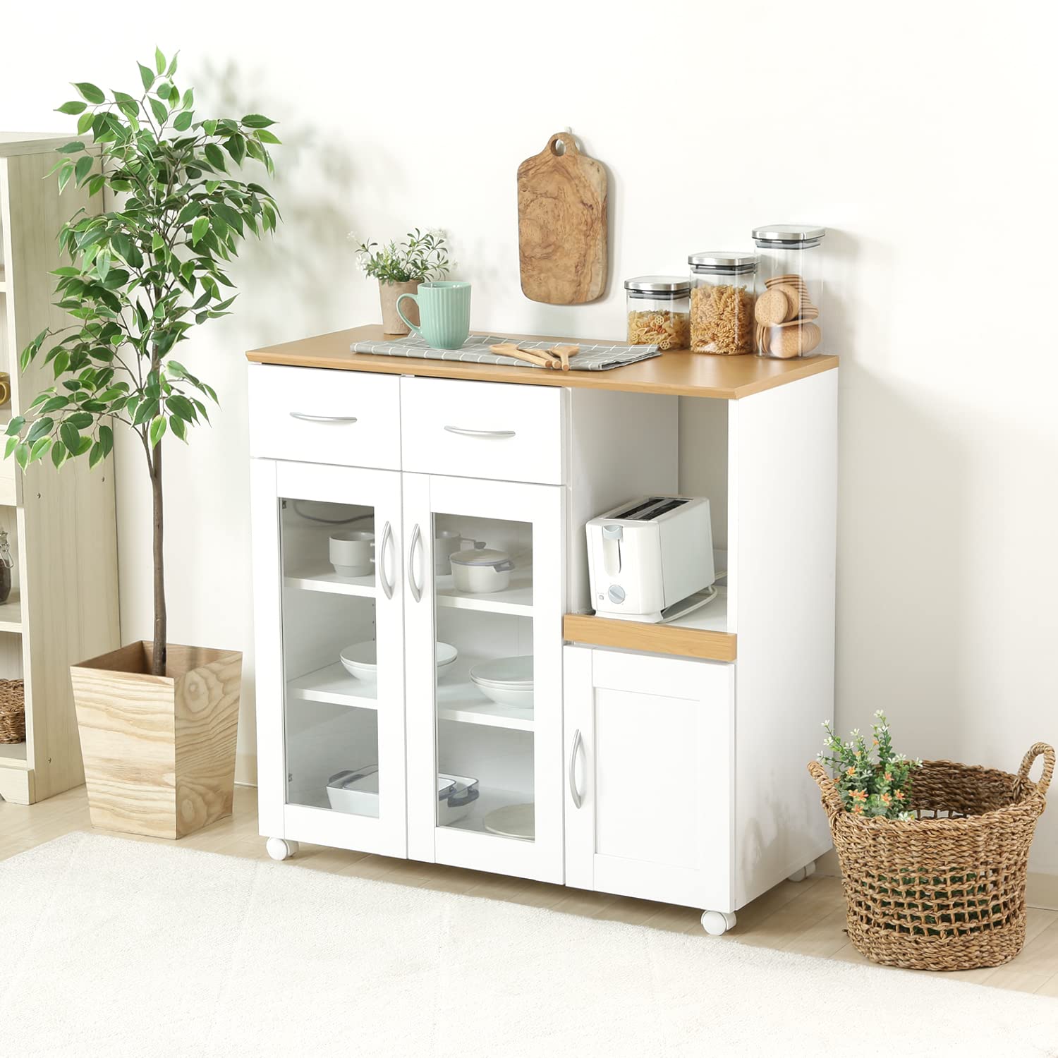 Amazon｜不二貿易 キッチン収納 食器棚 幅90.1×奥行39.5×高さ89cm